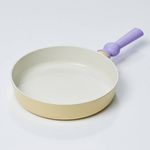 [BETTER FINGER] Neoflam Macaroon Color Yellow Cast Aluminum Frypan 10 inch Induction (IH) – All-Heat Compatible, Healthy Ceramic Coating - Made in Korea